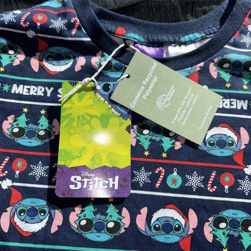 Stitch Christmas PJ Shirt Only Size 6 Kids NWT - Picture 2 of 5